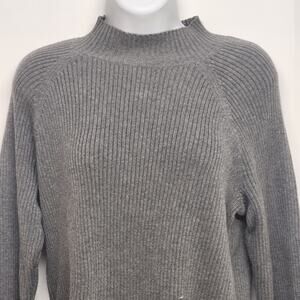 Gray Cable Knit Turtleneck Sweater Y2K Womens Large 100 Cotton Studio Works Cozy
